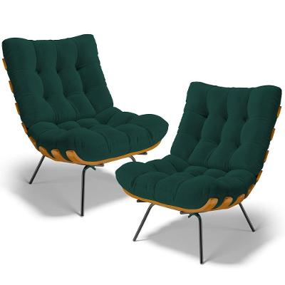 Kit 2 Poltronas Decorativas Costela L02 Bouclê Verde Lyam Decor