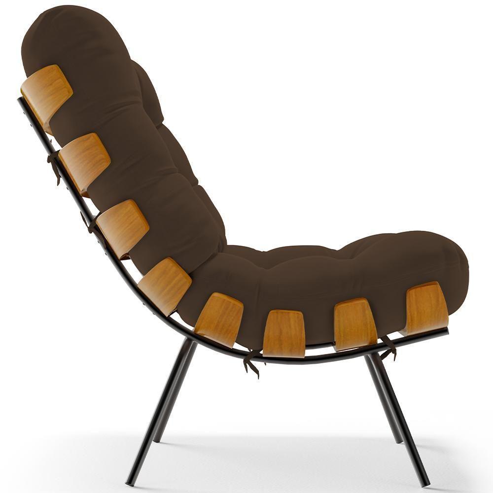 Kit 2 Poltronas Decorativas Costela L02 Suede Marrom - Lyam Decor - 2