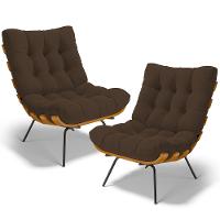 Kit 2 Poltronas Decorativas Costela L02 Suede Marrom - Lyam Decor - 1