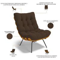 Kit 2 Poltronas Decorativas Costela L02 Suede Marrom - Lyam Decor - 7