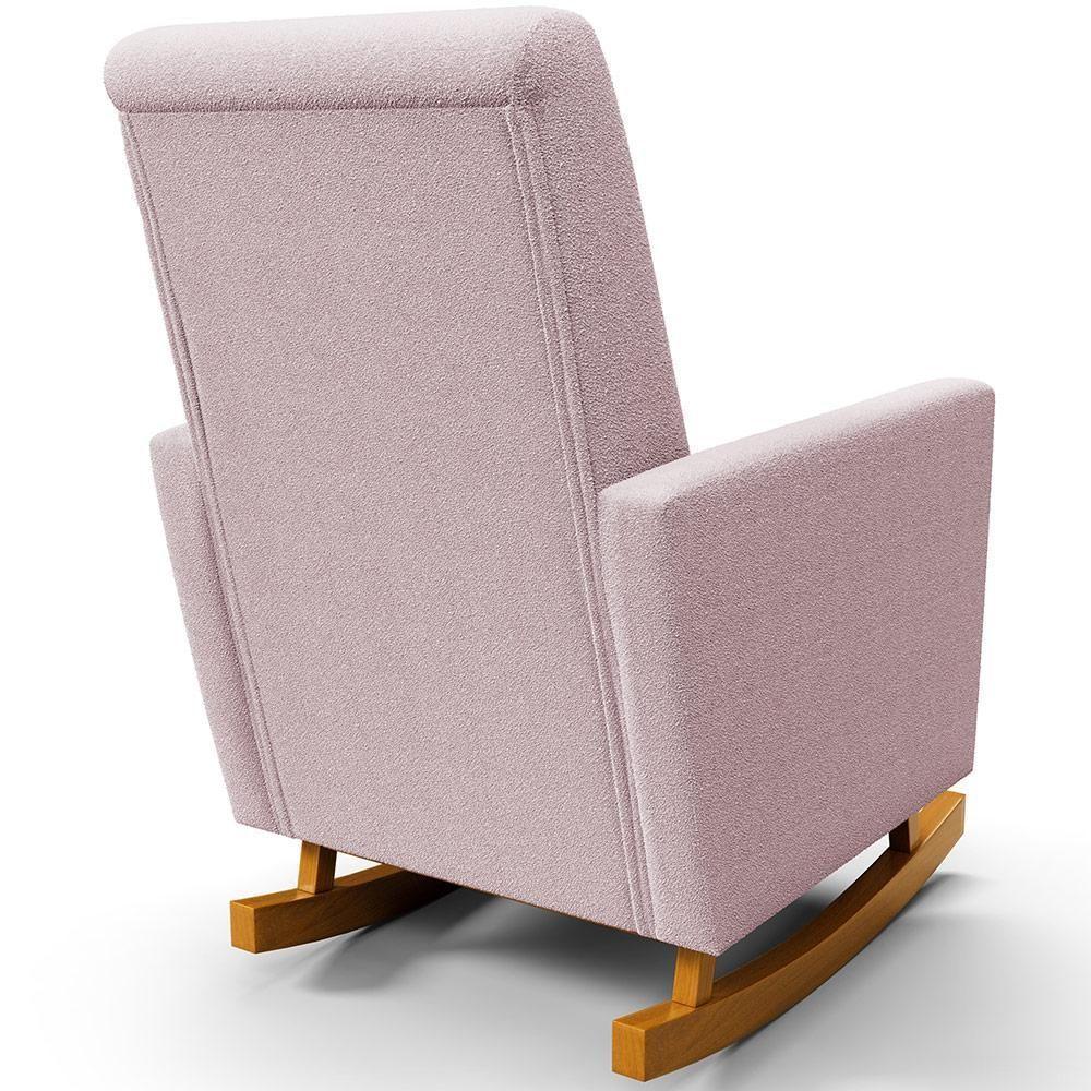 Poltrona De Amamentação Com Balanço E Puff Ravena W01 Bouclê Rosê - Lyam Decor - 2