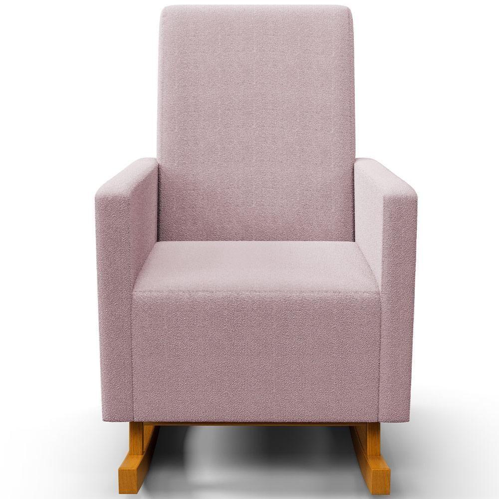 Poltrona De Amamentação Com Balanço E Puff Ravena W01 Bouclê Rosê - Lyam Decor - 6