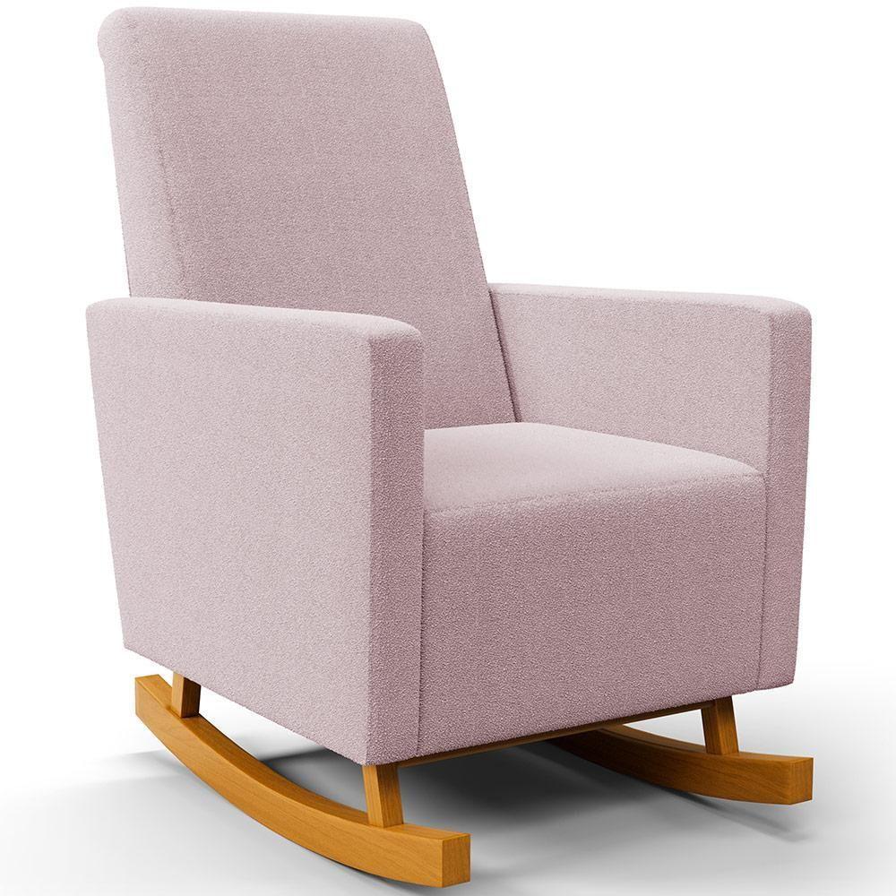 Poltrona De Amamentação Com Balanço E Puff Ravena W01 Bouclê Rosê - Lyam Decor - 8