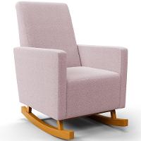 Poltrona De Amamentação Com Balanço E Puff Ravena W01 Bouclê Rosê - Lyam Decor - 8