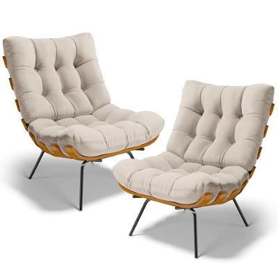Kit 2 Poltronas Decorativas Costela L02 Linho Cru Bege Lyam Decor
