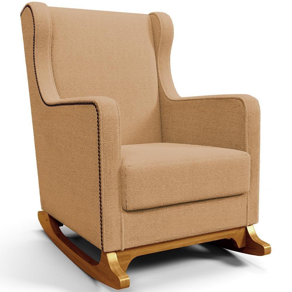 Poltrona De Amamentação Com Balanço Mavie L02 Bouclê Mostarda - Lyam Decor - 1