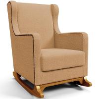 Poltrona De Amamentação Com Balanço Mavie L02 Bouclê Mostarda - Lyam Decor - 1