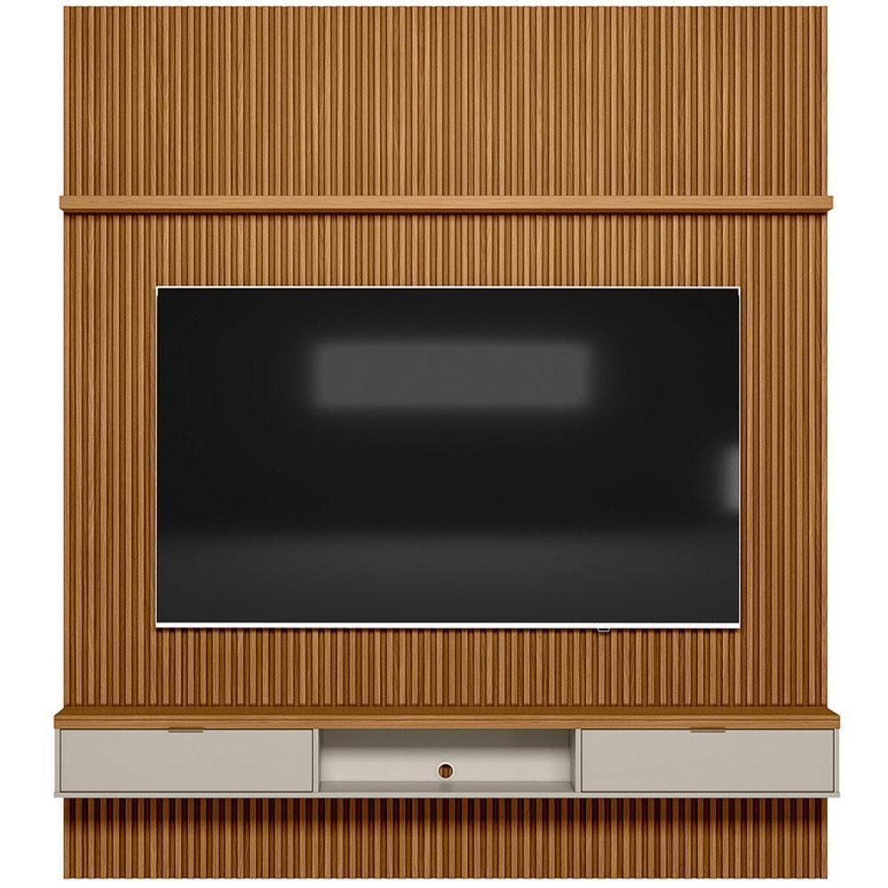 Painel Ripado Para Tv 75 Pol Slats E Bancada Lisa 219x250cm L05 Nature Off White - Lyam Decor - 8