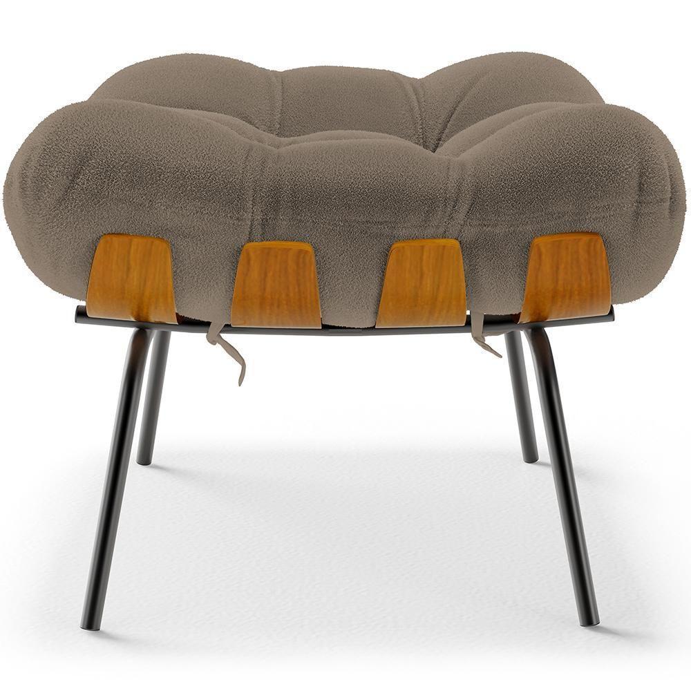 Poltrona Costela L02 Com Puff Bouclê Bege - Lyam Decor - 6