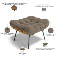 Poltrona Costela L02 Com Puff Bouclê Bege - Lyam Decor - 5