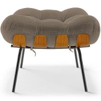 Poltrona Costela L02 Com Puff Bouclê Bege - Lyam Decor - 6