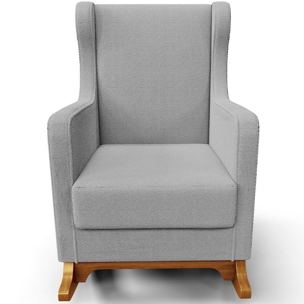 Poltrona De Amamentação Com Balanço E Puff Mavie L02 Bouclê Cinza - Lyam Decor - 2