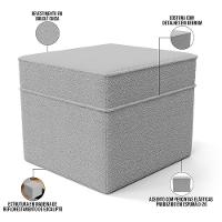 Poltrona De Amamentação Com Balanço E Puff Mavie L02 Bouclê Cinza - Lyam Decor - 5