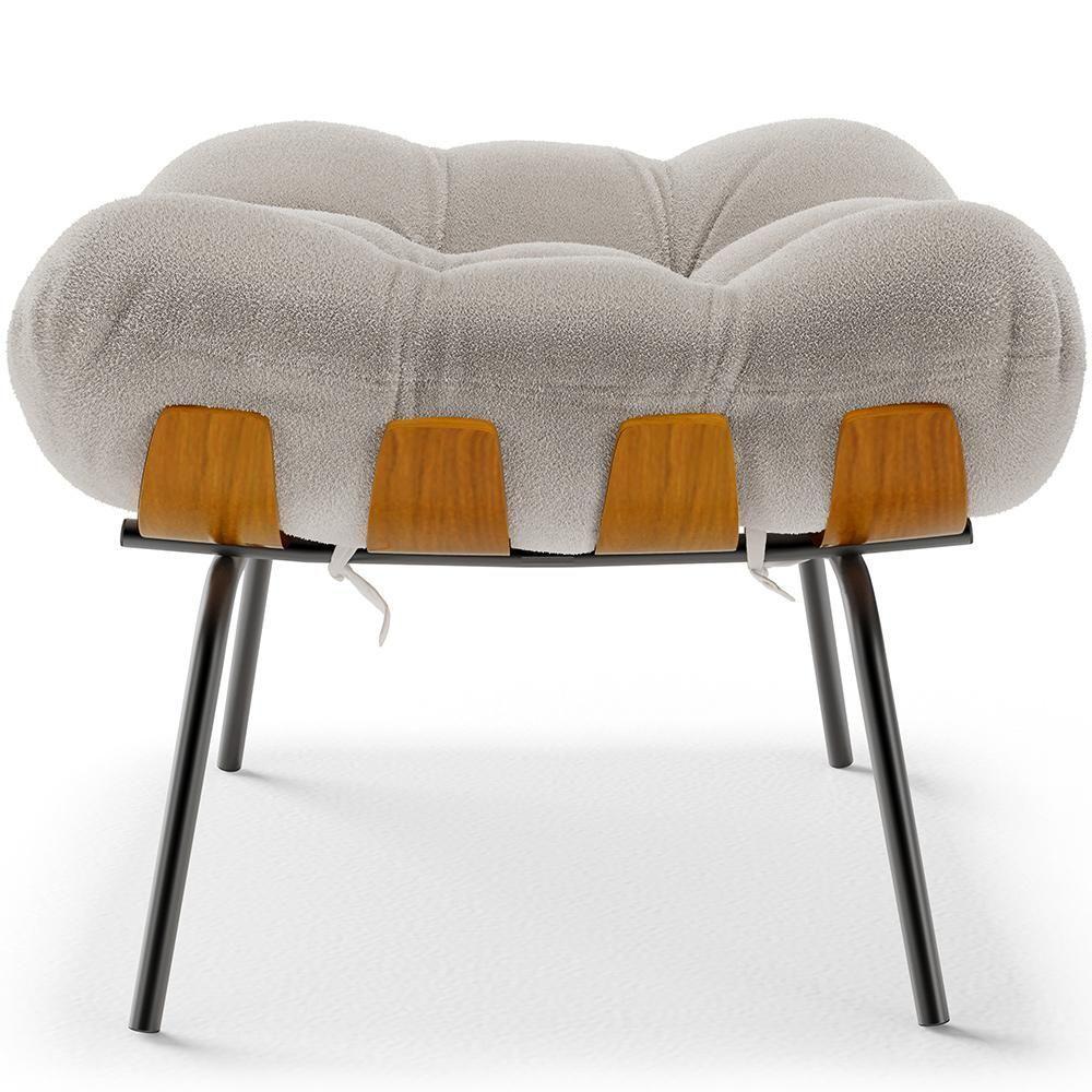 Poltrona Costela L02 Com Puff Bouclê Creme - Lyam Decor - 6