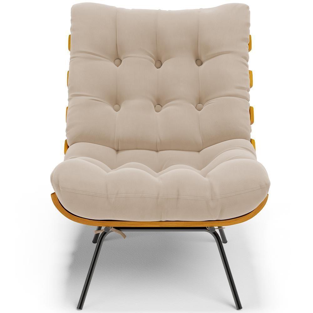 Poltrona Costela L02 Com Puff Suede Bege - Lyam Decor - 6