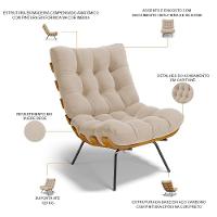 Poltrona Costela L02 Com Puff Suede Bege - Lyam Decor