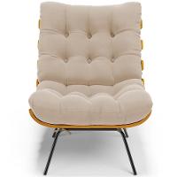 Poltrona Costela L02 Com Puff Suede Bege - Lyam Decor - 6