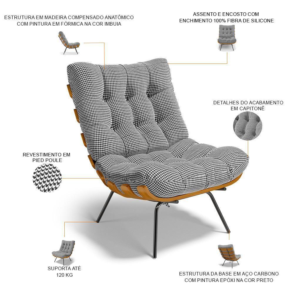 Poltrona Costela L02 Com Puff Pied Poule - Lyam Decor - 4