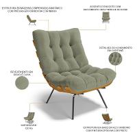 Poltrona Costela L02 Com Puff Bouclê Oliva - Lyam Decor - 10