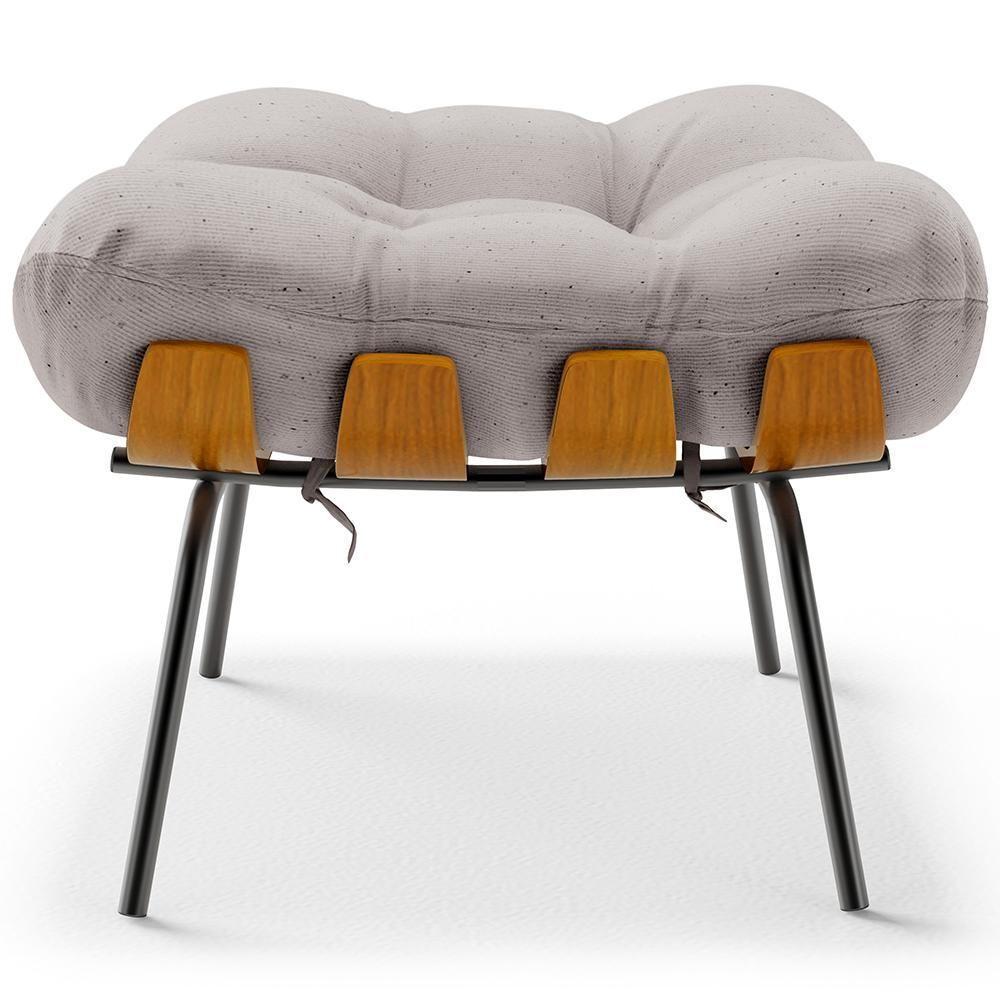 Poltrona Costela L02 Com Puff Linho Bege - Lyam Decor - 6