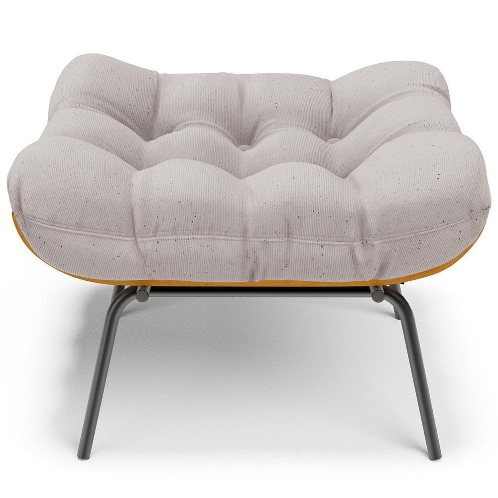 Poltrona Costela L02 Com Puff Linho Bege - Lyam Decor - 7