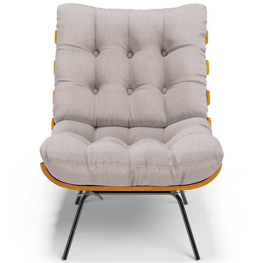 Poltrona Costela L02 Com Puff Linho Bege - Lyam Decor - 8