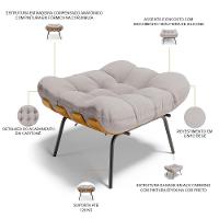 Poltrona Costela L02 Com Puff Linho Bege - Lyam Decor - 5