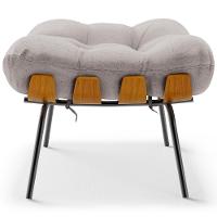 Poltrona Costela L02 Com Puff Linho Bege - Lyam Decor - 6