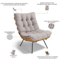 Poltrona Costela L02 Com Puff Linho Bege - Lyam Decor - 10