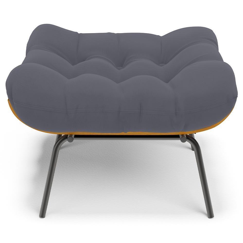 Poltrona Costela L02 Com Puff Suede Cinza - Lyam Decor - 7