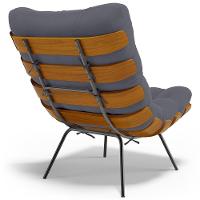 Poltrona Costela L02 Com Puff Suede Cinza - Lyam Decor - 2