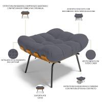 Poltrona Costela L02 Com Puff Suede Cinza - Lyam Decor - 5