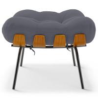 Poltrona Costela L02 Com Puff Suede Cinza - Lyam Decor - 6