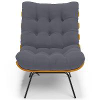 Poltrona Costela L02 Com Puff Suede Cinza - Lyam Decor - 8