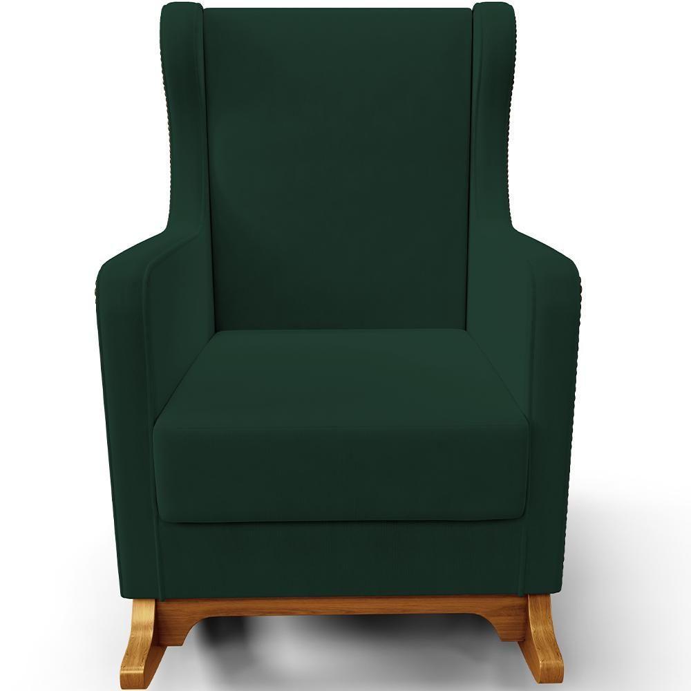 Poltrona De Amamentação Com Balanço E Puff Mavie L02 Suede Verde Musgo - Lyam Decor - 2