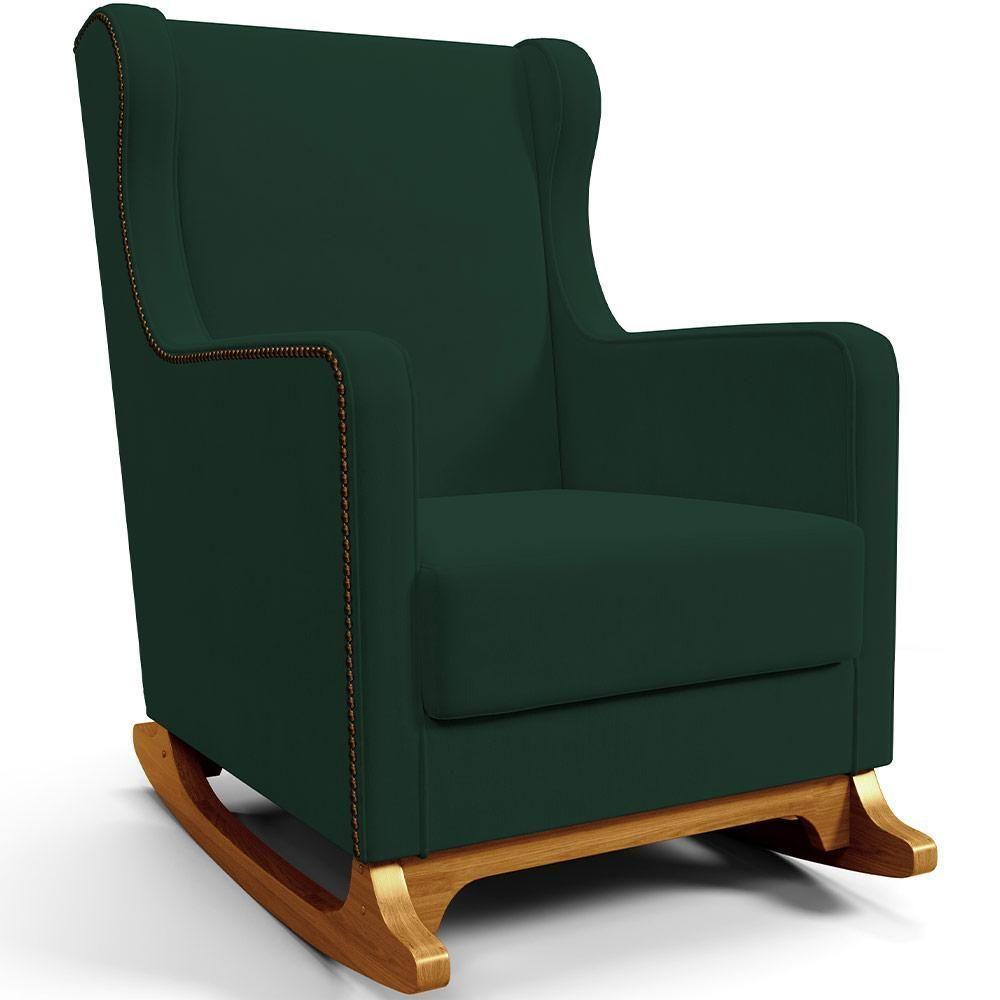 Poltrona De Amamentação Com Balanço E Puff Mavie L02 Suede Verde Musgo - Lyam Decor - 8