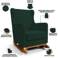 Poltrona De Amamentação Com Balanço E Puff Mavie L02 Suede Verde Musgo - Lyam Decor - 10