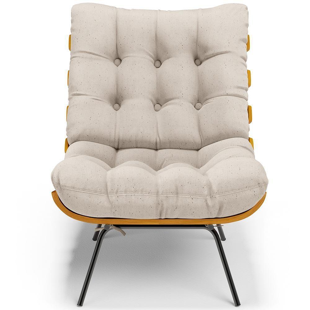 Poltrona Costela L02 Com Puff Linho Cru - Lyam Decor - 6