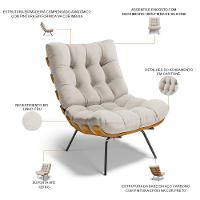 Poltrona Costela L02 Com Puff Linho Cru - Lyam Decor