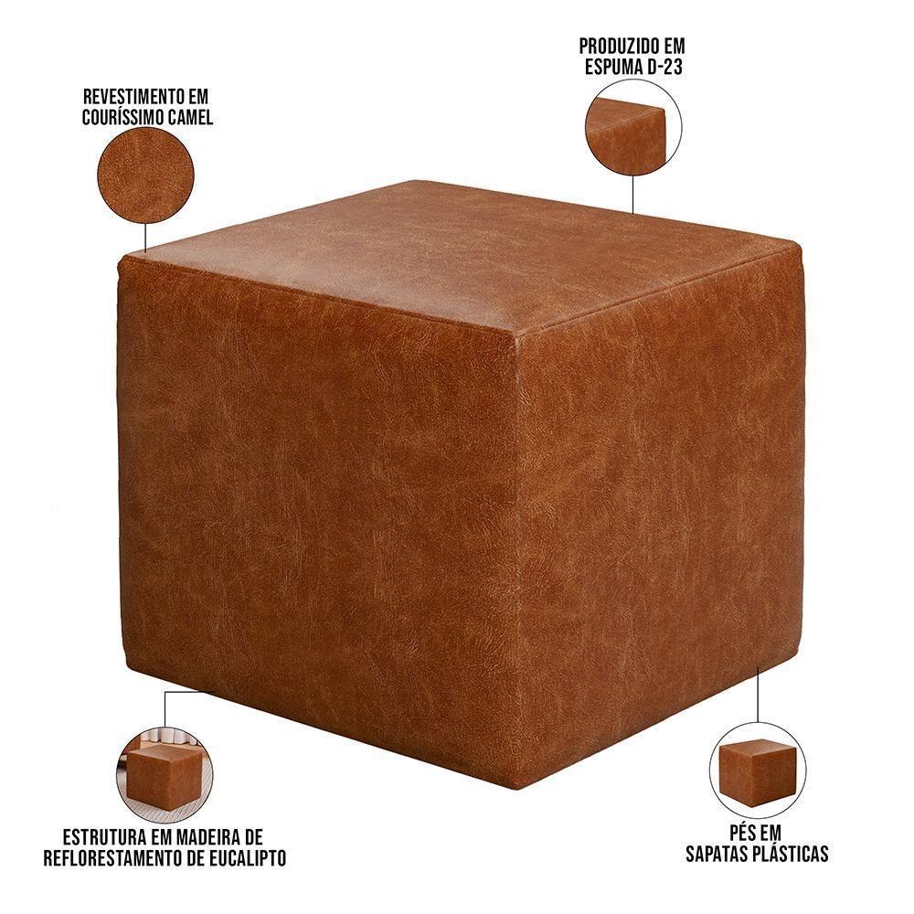 Poltrona De Amamentação Com Balanço E Puff Ravena W01 Couríssimo Camel - Lyam Decor - 5