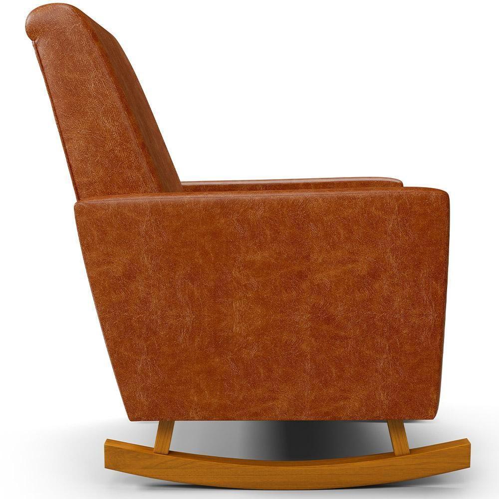 Poltrona De Amamentação Com Balanço E Puff Ravena W01 Couríssimo Camel - Lyam Decor - 6