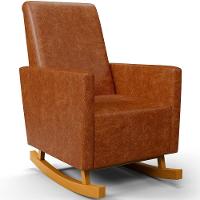 Poltrona De Amamentação Com Balanço E Puff Ravena W01 Couríssimo Camel - Lyam Decor - 8