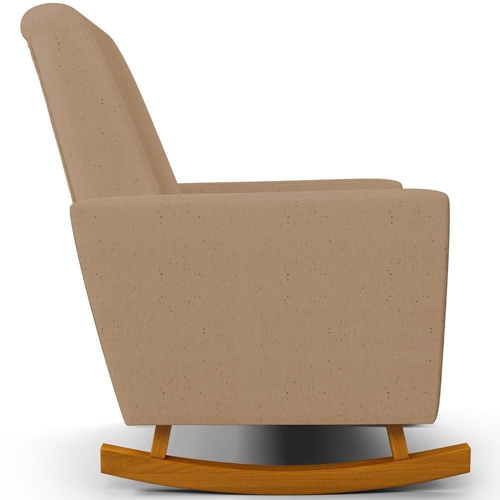 Poltrona De Amamentação Com Balanço E Puff Ravena W01 Linho Bege Escuro - Lyam Decor - 2