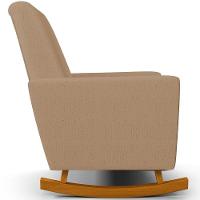 Poltrona De Amamentação Com Balanço E Puff Ravena W01 Linho Bege Escuro - Lyam Decor - 2