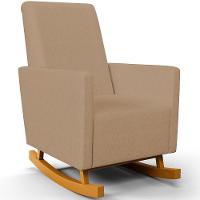 Poltrona De Amamentação Com Balanço E Puff Ravena W01 Linho Bege Escuro - Lyam Decor - 8
