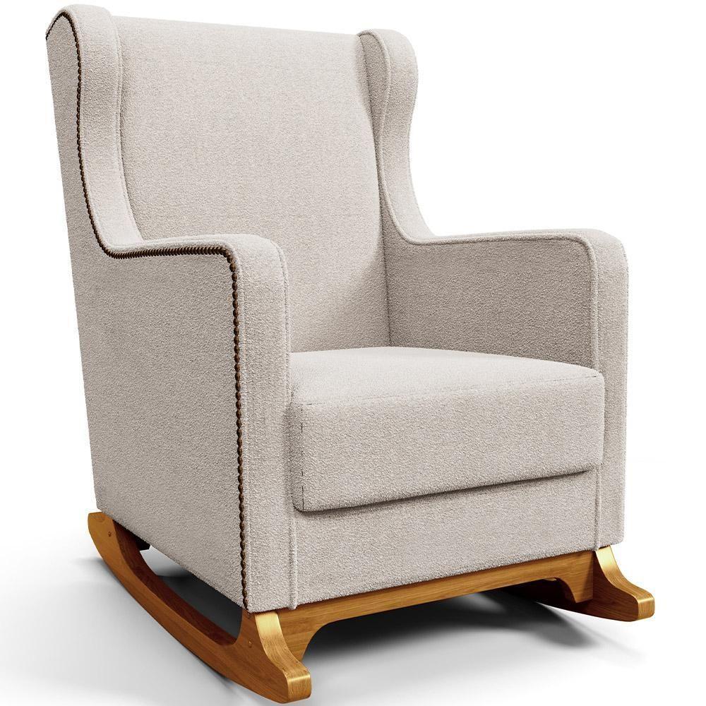 Poltrona De Amamentação Com Balanço Mavie L02 Bouclê Creme - Lyam Decor - 1
