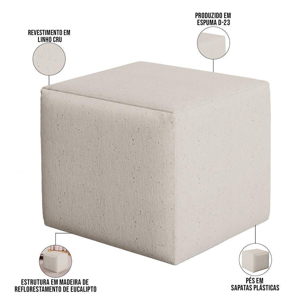 Poltrona De Amamentação Com Balanço E Puff Ravena W01 Linho Cru - Lyam Decor - 5