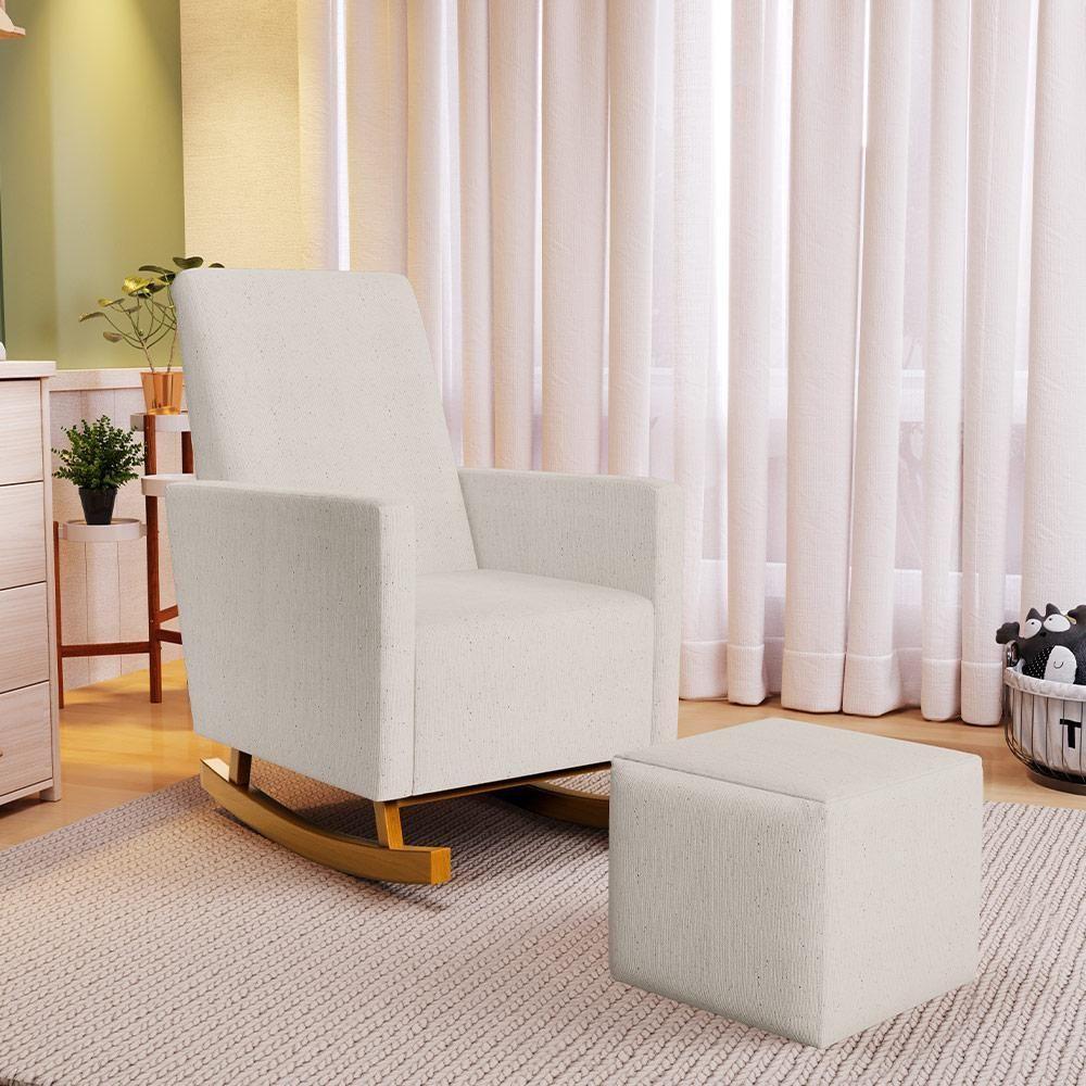 Poltrona De Amamentação Com Balanço E Puff Ravena W01 Linho Cru - Lyam Decor - 9