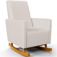 Poltrona De Amamentação Com Balanço E Puff Ravena W01 Linho Cru - Lyam Decor - 8