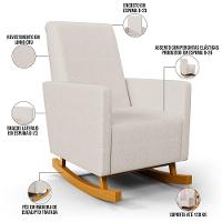 Poltrona De Amamentação Com Balanço E Puff Ravena W01 Linho Cru - Lyam Decor - 10